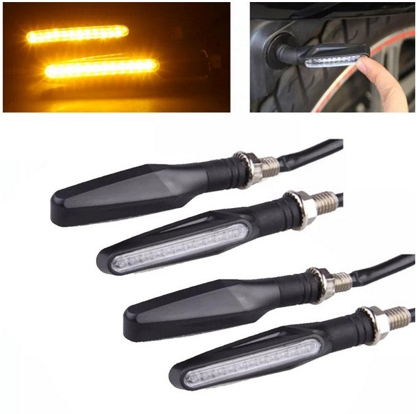 4 PCS DC 12V Motorcycle 12-LED Turn Signal Indicators Blinker Light, (Yellow Light)