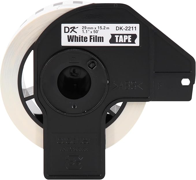New, Pre-owned, Brother DK-2211 Black on White Film Tape for QL Label Printers