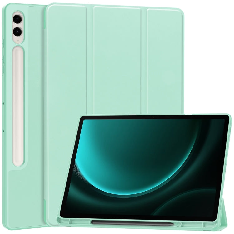 For Samsung Galaxy Tab S9 FE+ / S10+ 3-Fold Pure Color TPU Smart Leath