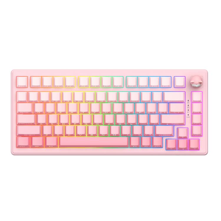 ONIKUMA MT707 82 Keys RGB Tri-mode Mechanical Gaming Keyboard(Pink)