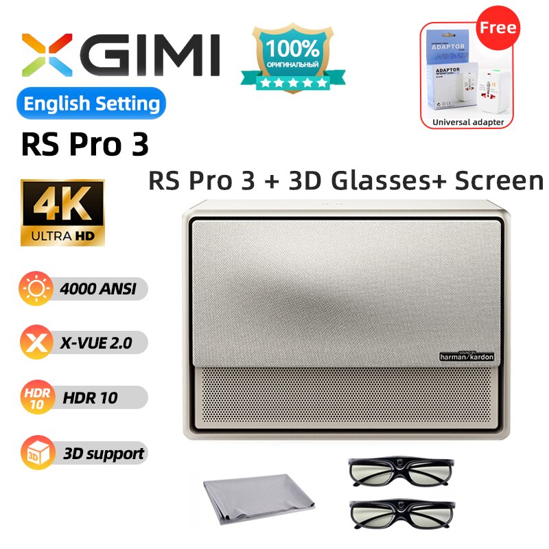 XGIMI RS Pro 3 Projector 4K Dual Light Laser+LED 4000Ansi DLP 3D Beamer Video Home Theater Cinema 4G+128G Screenless Tv Smart
