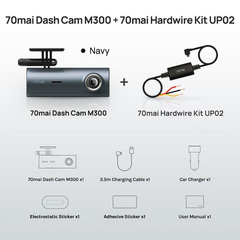 70mai Dash Cam M300 Car DVR 140° FOV 1296P Night Vision Dash Camera Recorder 24H Parking Monitor WIFI & App Control