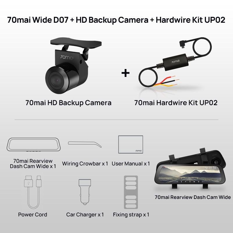 9.35 Inch Full Screen 70mai Rearview Dash Cam Wide 1080P Auto Cam 130FOV 70mai D07 Mirror Car Recorder Stream Media Car DVR