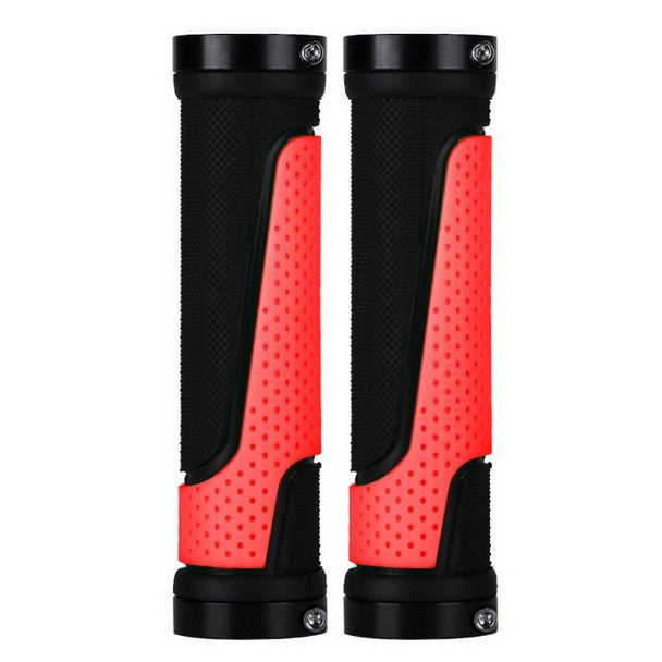 1pair BG-0404 Bicycle Rubber Handle Cover The Mountain Bike Bilateral Lock Dead Anti-Slip Handle Cover(Red)