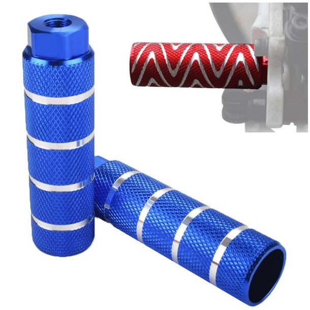 FMFXTR Bicycle Back Seat Foot Pedal Universal Back Rear Post, Color: Blue Large Hole Long