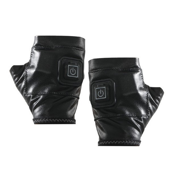 1 Pair Adjustable Temperature Rechargeable Intelligent Electric Heating Gloves Half Finger Gloves, Size: L(Black)