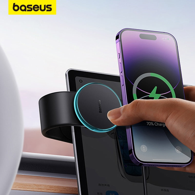 Baseus Magnetic Bendable 15W Car Mobile Phone Holder Wireless Charger Phone Holder for iPhone 12-14 Dashborad Center Console