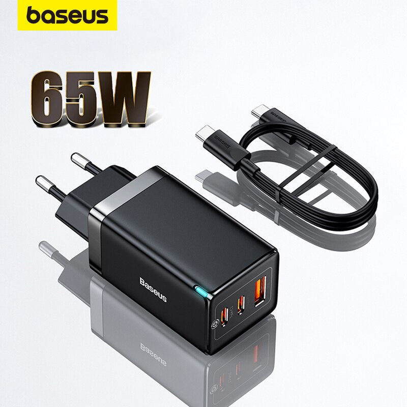Baseus 65W GaN Charger Quick Charge 4.0 3.0 Type C PD USB Charger Portable QC4.0 3.0 Fast Charger For Laptop IPhone14 13