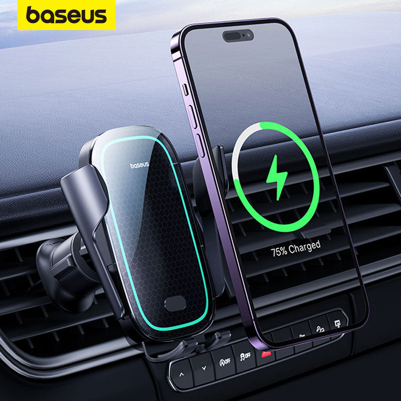 Baseus Automatic Alignment Car Phone Holder Wireless Charger For Samsung iPhone Xiaomi Phone Holder Car Holder Air Vent Holder