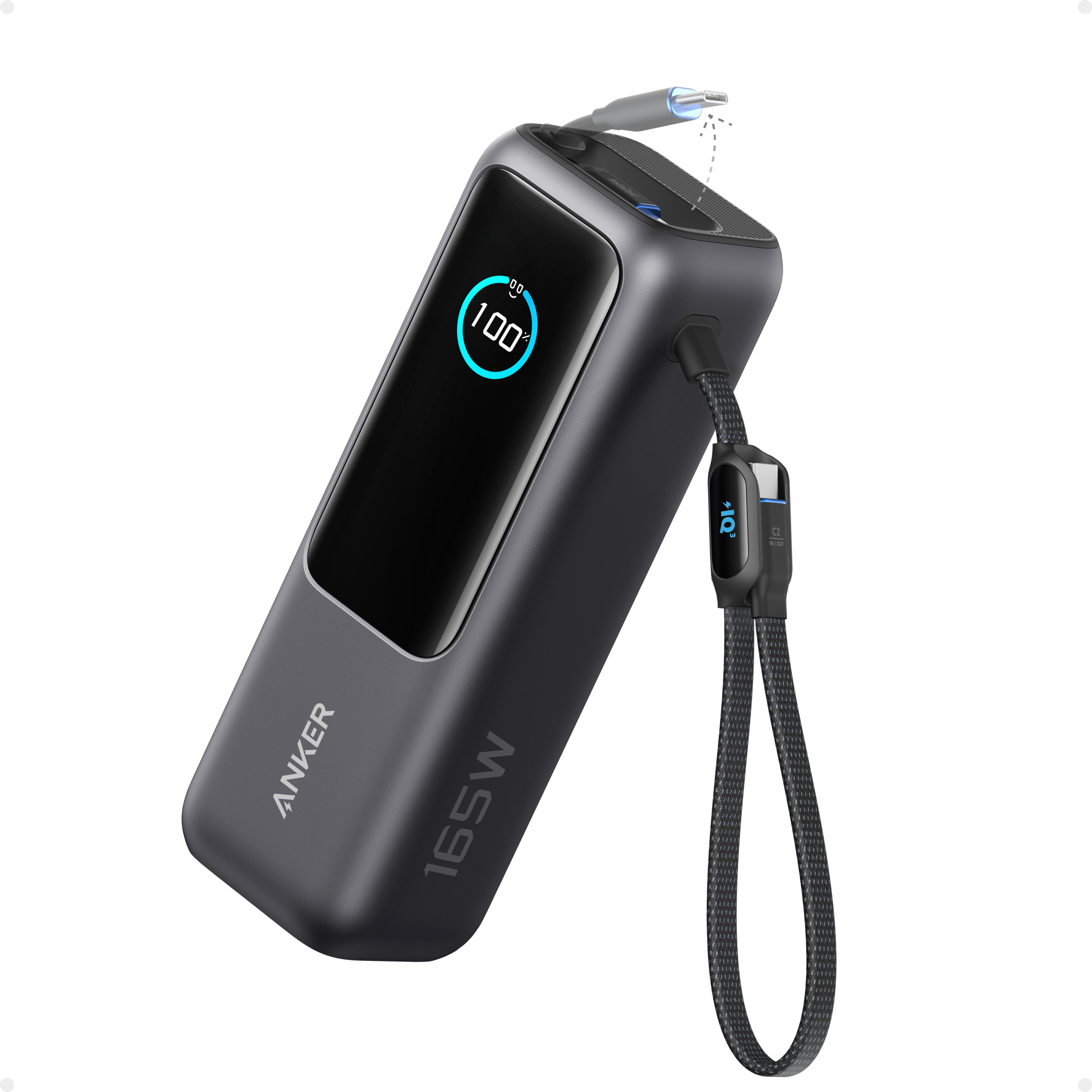 Anker Laptop Power Bank (25K, 165W, Built-In and Retractable Cables)