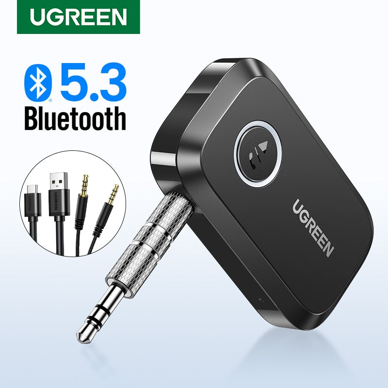 UGREEN Bluetooth Car Receiver Adapter 3.5mm AUX Jacks for Car Speakers Audio Music Receiver Hands Free Bluetooth 5.3 Adapter