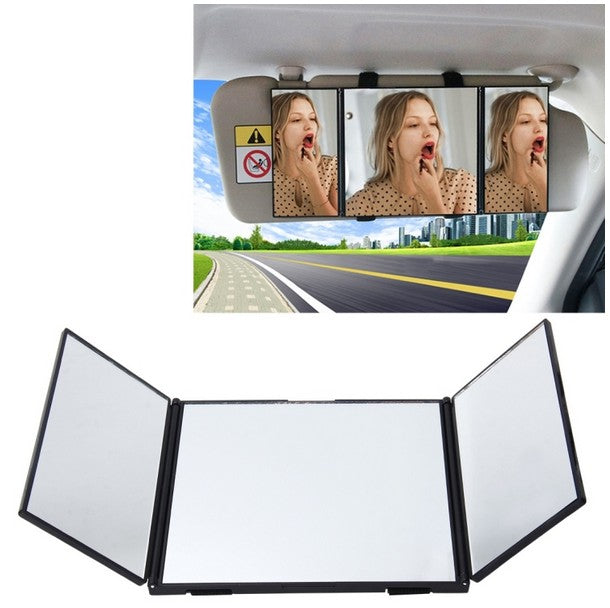 SHUNWEI Car Sun Visor Adjustable Mirror Car Makeup Sun-shading Vehicle Mounted Cosmetic Mirror Folding Vanity Mirror Triple Folding Car Interior Makeup Mirror Auto Supplies