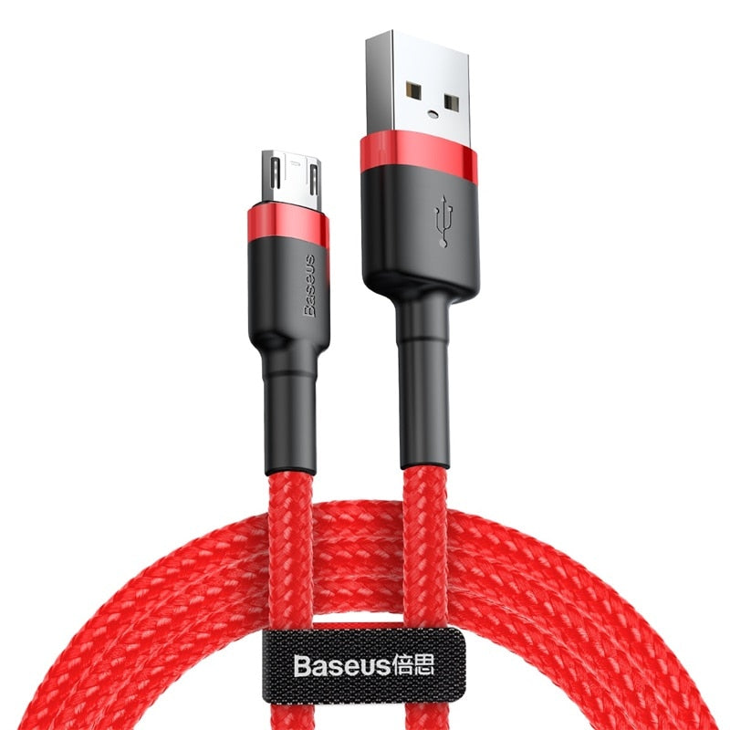 Baseus Micro Fast Charging USB Cable For Xiaomi Redmi Reversible 0.5M 1M 2M 3M Micro USB Charger Data Cable For Samsung Phones