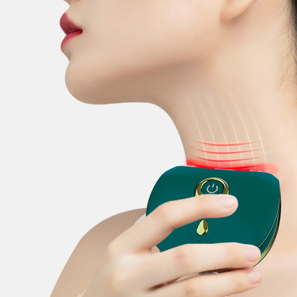 Neck Massager OKACHI GLIYA 2021 Arrival Facial Massage Skin Firming Wrinkle Removing Vibration Cold Hot Compress LED EMS Therapy