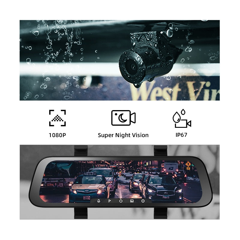 9.35 Inch Full Screen 70mai Rearview Dash Cam Wide 1080P Auto Cam 130FOV 70mai D07 Mirror Car Recorder Stream Media Car DVR