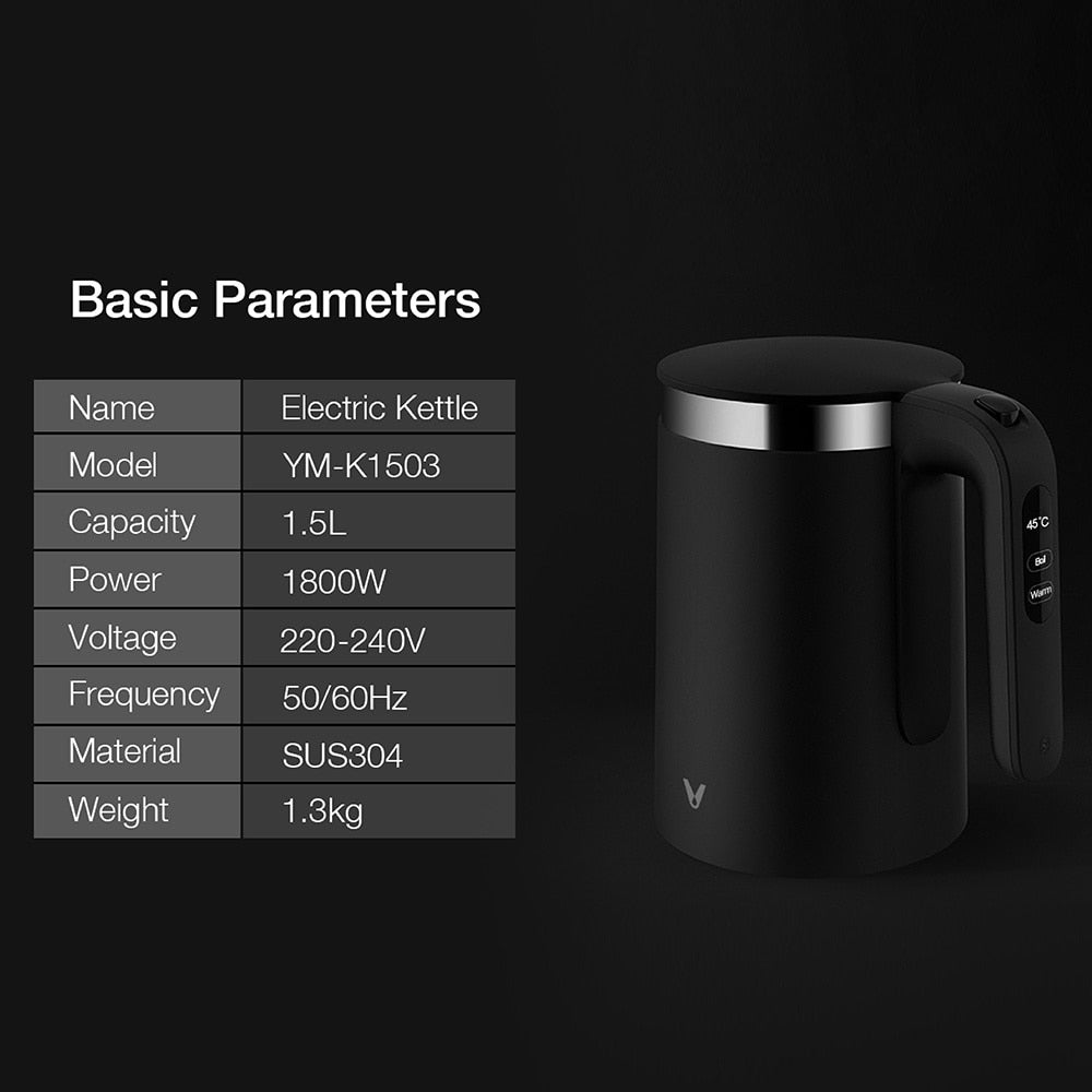 VIOMI Constant Temperature Electric Kettle YM-K1503 1800W OLED Display Smart 5min Boiling Thermal Water Kettle