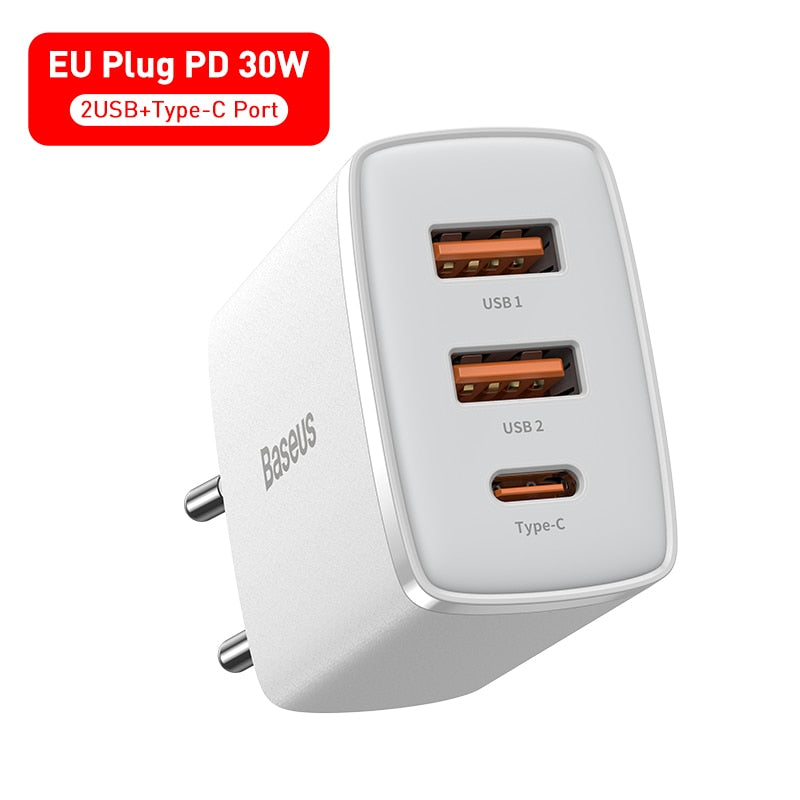 Baseus 30W USB Type C Charger Phone Charger PD Quick Charge For iPhone 14 13 12 Pro Max QC3.0 Fast Charging For Samsung Xiaomi