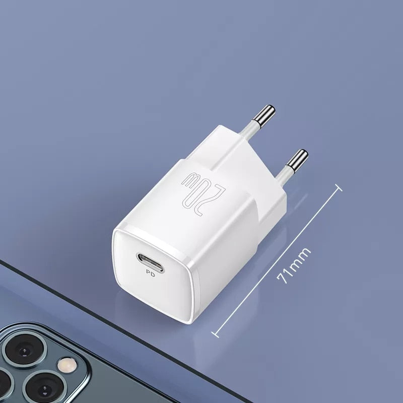 Baseus 20W USB C Charger Portable Type C Charger Support PD Fast Charging For iPhone 12 Pro Max 11 Mini 8 Plus Quick Charger