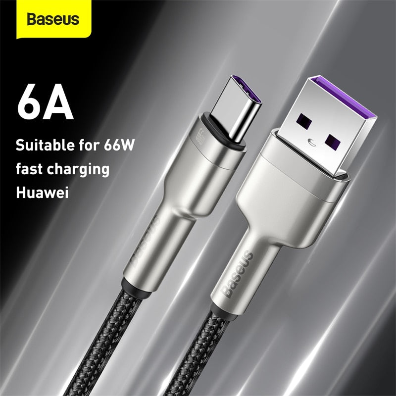 Baseus 66W  USB to Type C USB C Fast Charging Cable For Samsung S20 S10 For Huawei P40 Xiaomi