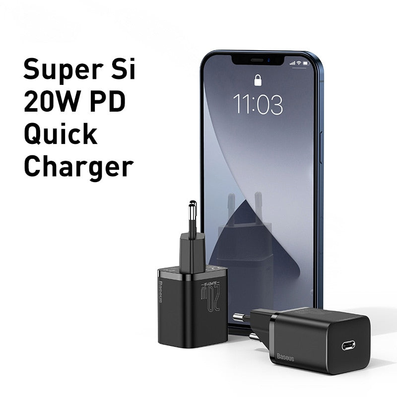 Baseus PD 20W Fast Charging USB C Charger For iPhone 13 Pro Max Type C Quick Charge QC 3.0 Type-C USBC Wall Phone Fast Charger