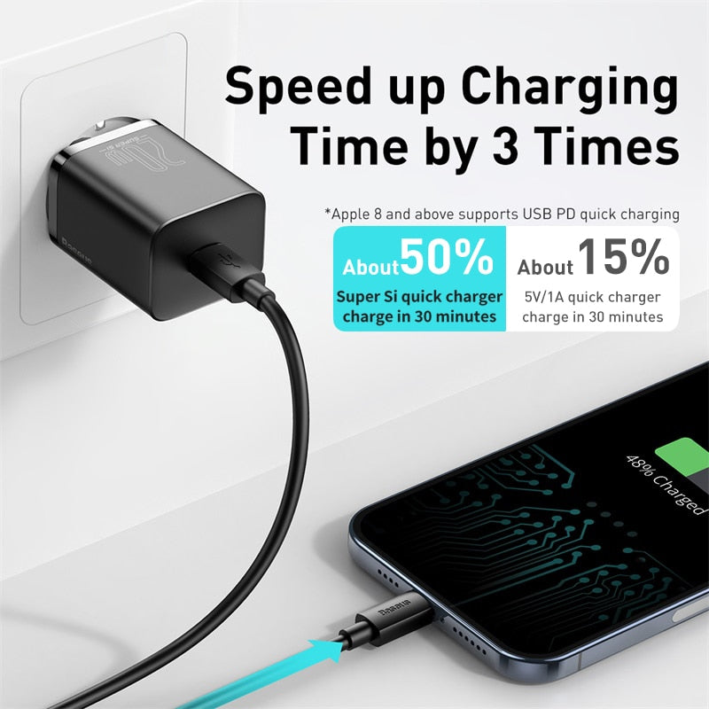Baseus PD 20W Fast Charging USB C Charger For iPhone 13 Pro Max Type C Quick Charge QC 3.0 Type-C USBC Wall Phone Fast Charger