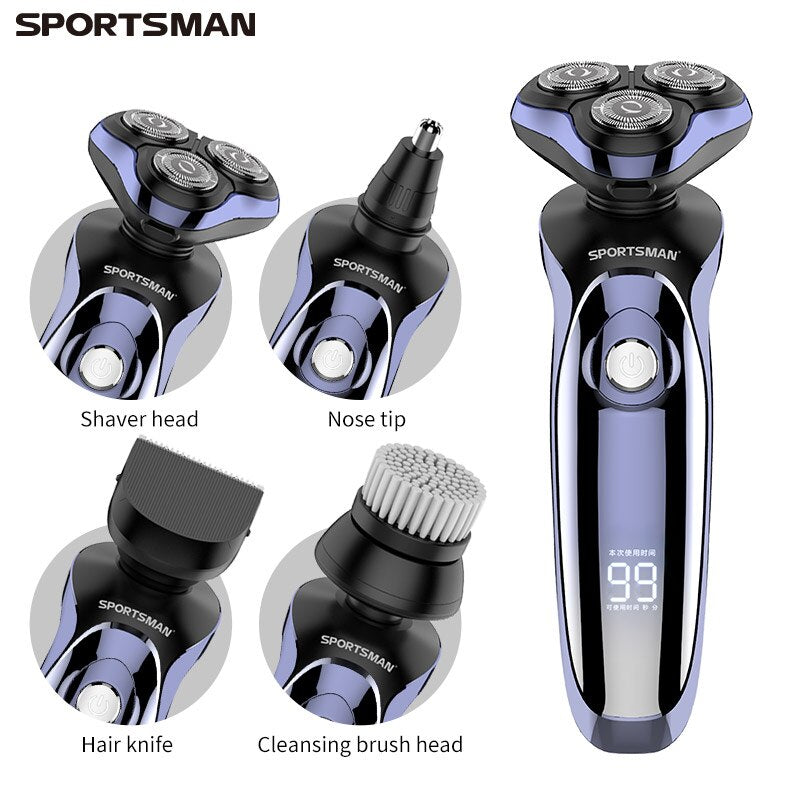 MOTAWISH Electric Shaver Wet-Dry Dual Use Water Proof Electric Razor Nose Ear Hair Trimmer Rechargeable Shaving Machine for Men