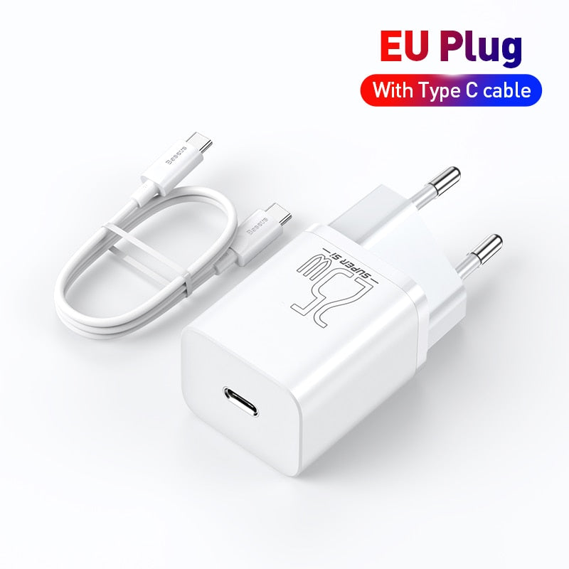 Baseus USB C Charger 25W Support Type C PD Fast Charging Portable Phone Charger For iPhone 13 Pro Max Samsung S22 S21 Tablet