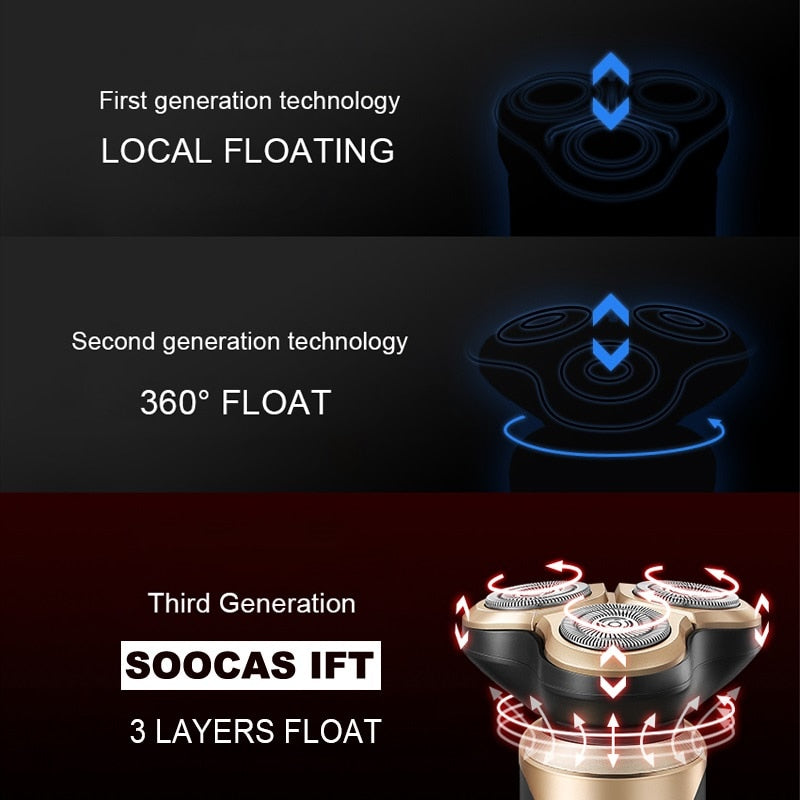 SOOCAS S3 Electric Razor Man Shaving Machine 3D Floating Electric Shaver Beard Type-C Rechargeable Trims Shaver