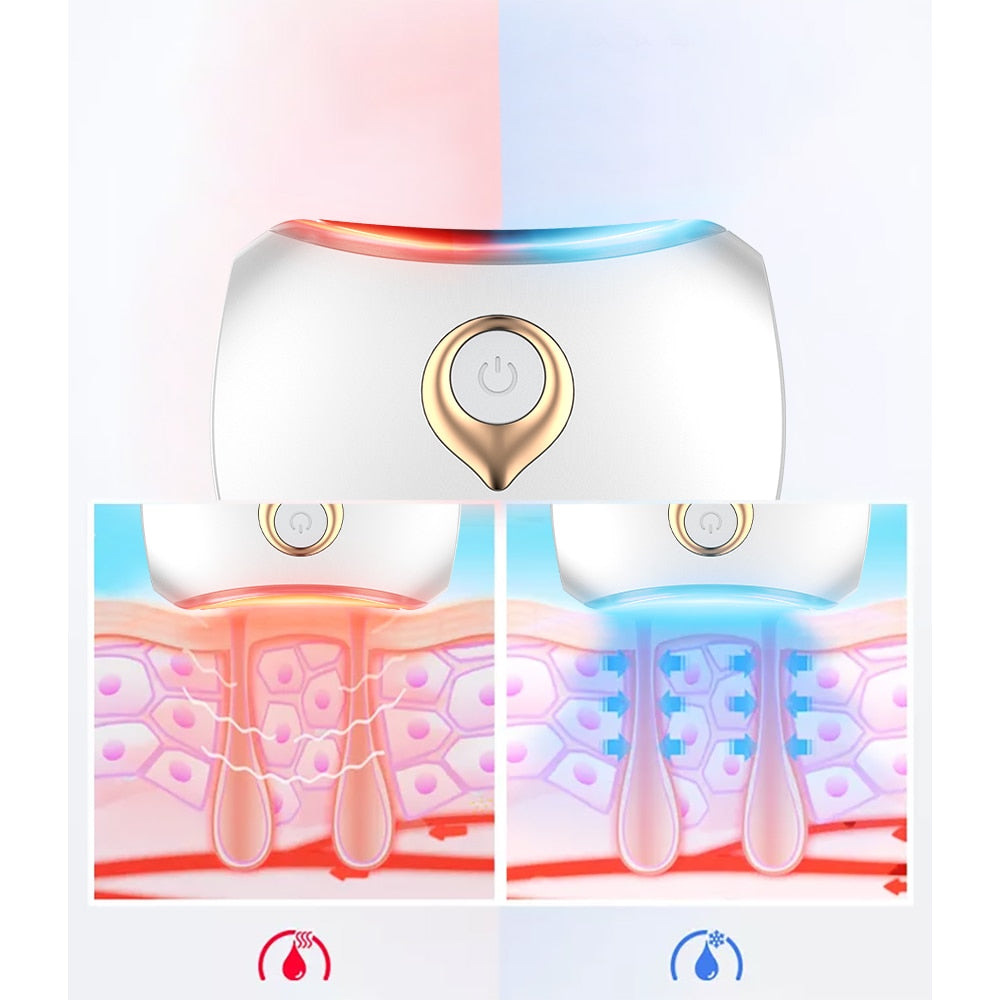 Neck Massager OKACHI GLIYA 2021 Arrival Facial Massage Skin Firming Wrinkle Removing Vibration Cold Hot Compress LED EMS Therapy