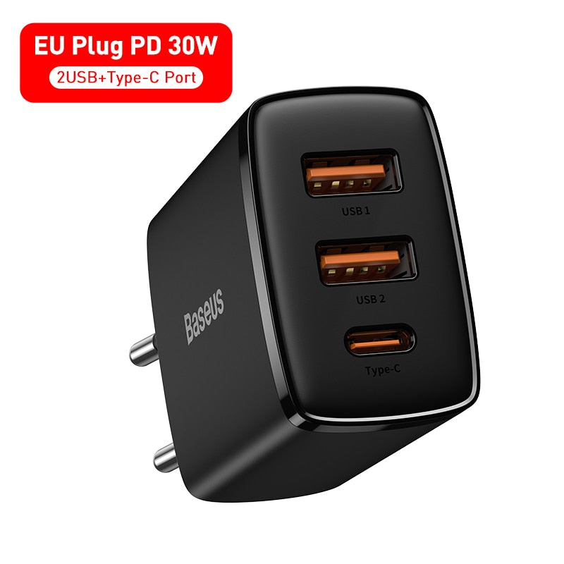 Baseus 30W USB Type C Charger Phone Charger PD Quick Charge For iPhone 14 13 12 Pro Max QC3.0 Fast Charging For Samsung Xiaomi