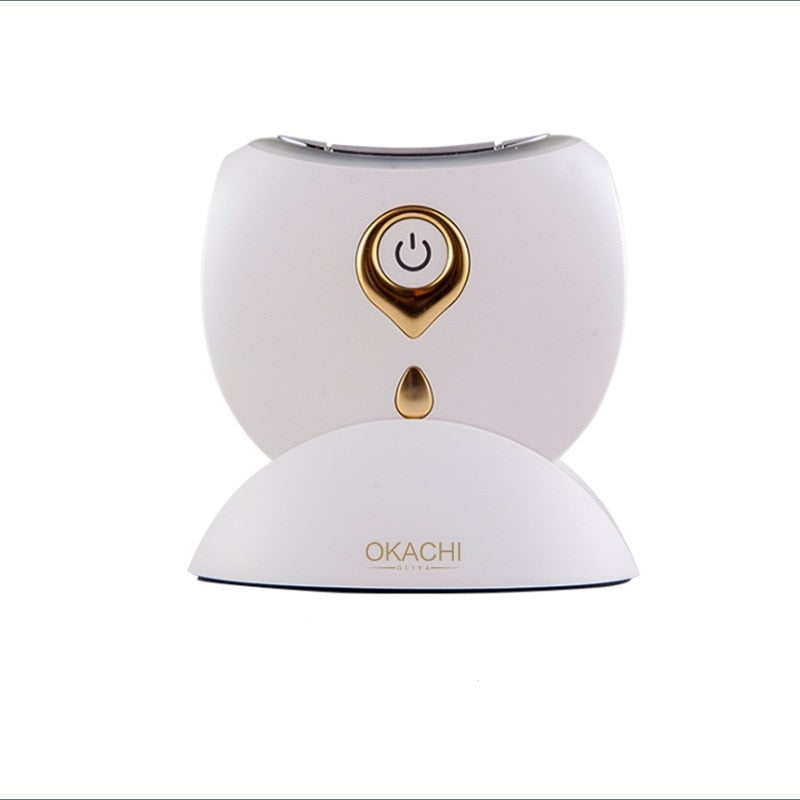 Neck Massager OKACHI GLIYA 2021 Arrival Facial Massage Skin Firming Wrinkle Removing Vibration Cold Hot Compress LED EMS Therapy