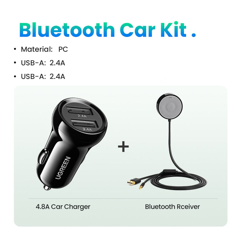 UGREEN Bluetooth 5.0 Car Kit Receiver aptX LL Wireless 3.5 AUX Adapter for Car Speaker USB Bluetooth 3.5mm Jack Audio Receiver