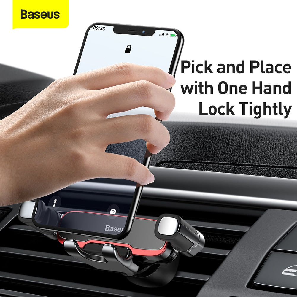 Baseus Car Phone Holder Metal Gravity Auto Air Vent Mobilephone Stand for 4.7-6.5 Inch Phone Invisibile Car Support