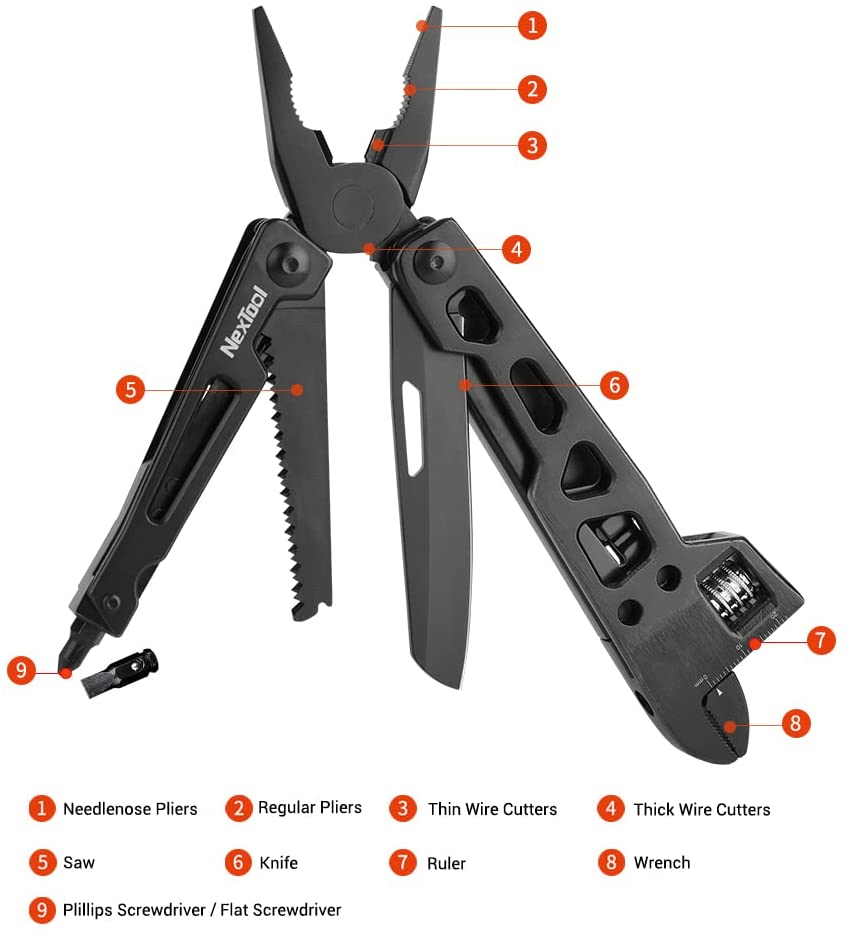 Youpin NexTool 9 In 1 Multi-Function Wrench Knife Folding Tools Multi-Purpose Pliers Wood Saw Slotted Screwdriver Multitools