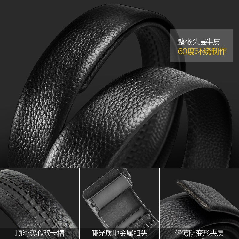 Qimian belt male leather automatic buckle belt head layer pure cow leather belt male trend ins young people casual gift