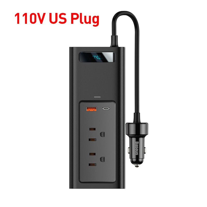 Baseus Car Inverter DC 12V to AC 220V 150W Auto Converter Type-C USB Fast Charging Charger EU Socket Car Inverter Power Adapter