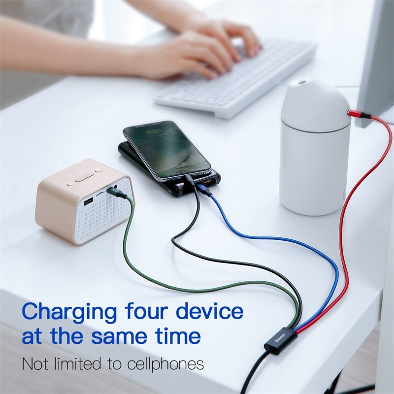 Baseus 3 in 1 USB Cable Type C Cable for Samsung S20 Xiaomi Mi 9 Cable for iPhone 12X11 Pro Max Huawei Charger Cable