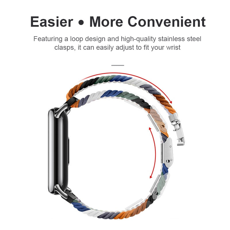 Solo Loop Strap For Xiaomi Mi Band 8 Elastic Braided Nylon Adjustable Watchband Correa Bracelet For miband 8 miband8 Accessories