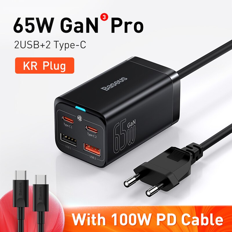 Baseus 65W GaN Charger Desktop Fast Charger 4 in 1 Laptop Phone Charger Adapter For iPhone 14 13 Pro Max Xiaomi Samsung