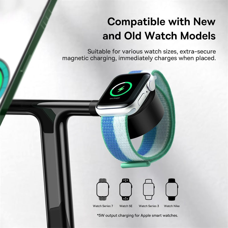 Baseus  3 in 1 20W Magnetic Wireless Charger Stand For Phone iPhone 14 13 Pro Airpods Apple Watch  Fast Charging Station Holder