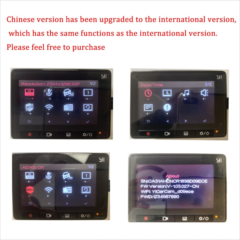 xiaomi YI Smart Dash Cam For Car ADAS 2.7 Screen Full HD 1080P Dash Cam with Night Vision ADAS upgrade International Version