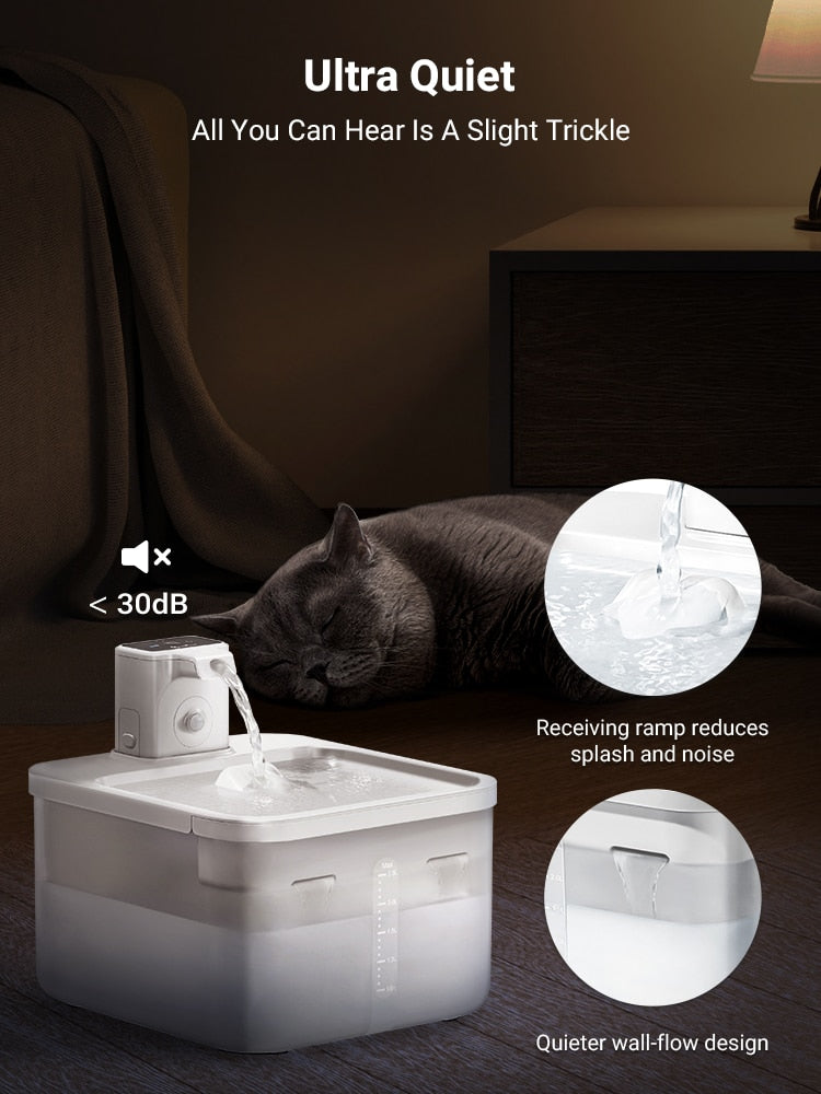 DownyPaws 2.5L Wireless Cat Water Fountain Battery Operated Automatic Pet Water Drinker with Motion Sensor Dog Water Dispenser