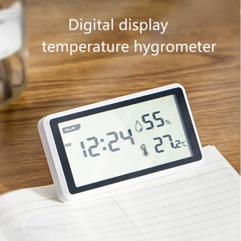 Xiaomi Deli Electronic Thermometer Hygrometer Weather Station High Precision with Table Clock Function Mini Thermometer LCD Tool