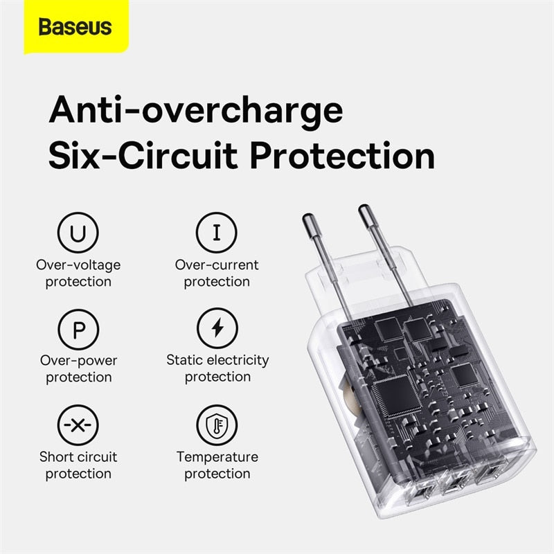 Baseus USB Charger Multiple Ports 3.4A Fast Charging Charge Phone Charger For Xiaomi mi POCO iPhone Samsung Huawei Wall Adapter