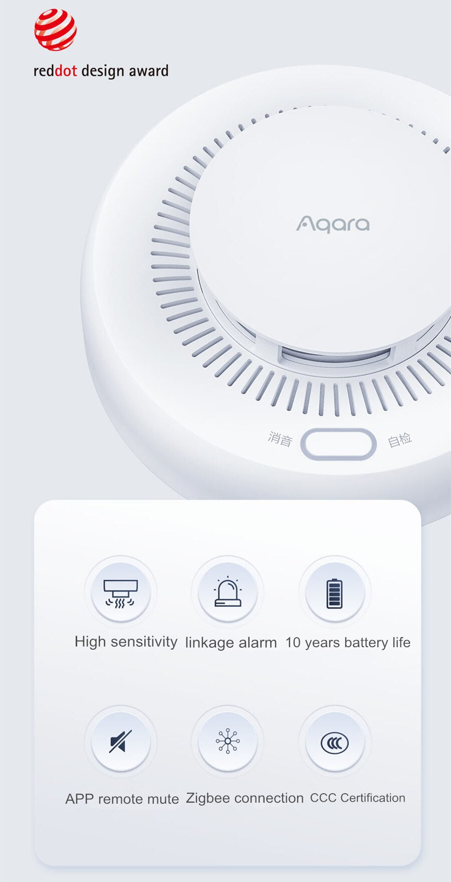 AQARA Smart Smoke Detector Zigbee Fire Alarm Monitor Sound Alert Home Security APP Remote Control By Xiaomi mijia Mihome Homekit