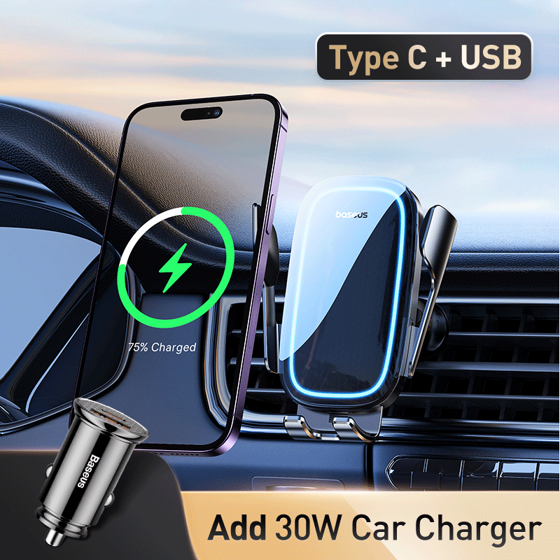 Baseus Automatic Alignment Car Phone Holder Wireless Charger For Samsung iPhone Xiaomi Phone Holder Car Holder Air Vent Holder