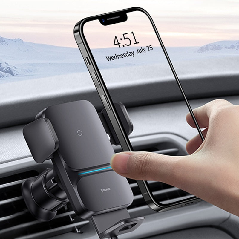 Baseus Automatic Alignment Car Phone Holder Wireless Charger For Samsung iPhone Xiaomi Phone Holder Car Holder Air Vent Holder