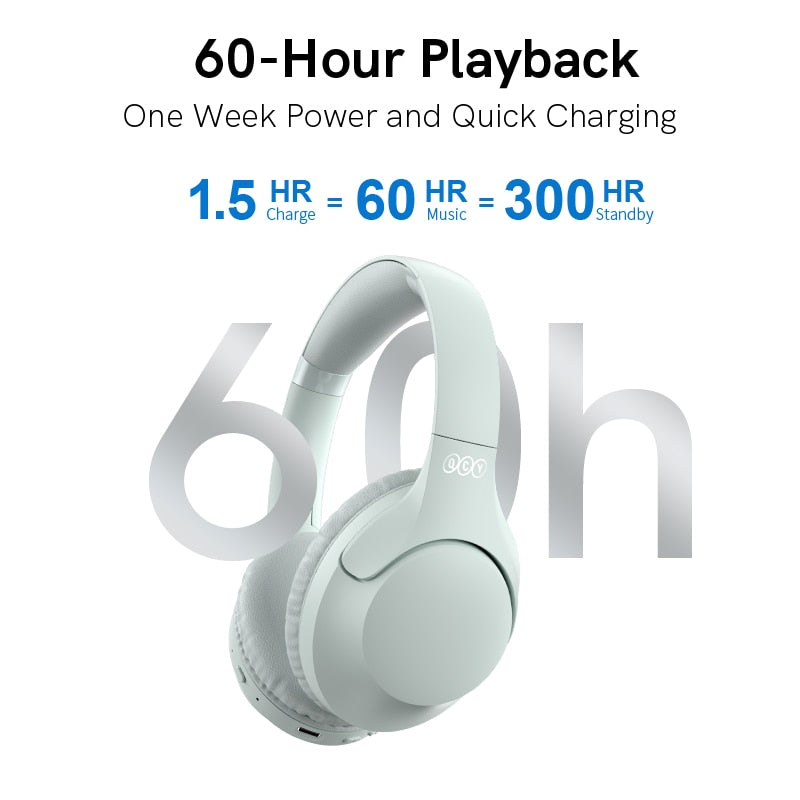 QCY H2 Pro Wireless Headphones Bluetooth 5.3 BASS Mode Hifi Stereo Headset Over the Ear Gaming Earphones Dual Device Connect