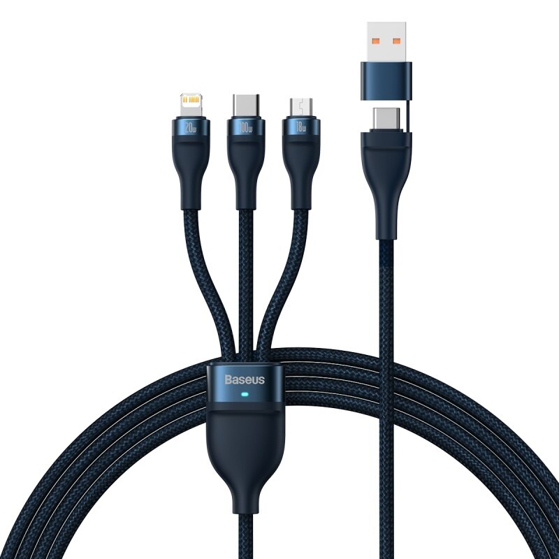Baseus 3 in 2 USB Type C Cable for iPhone 14 13 12 Pro 11 Charger Cable 100W 3 in 1 Cable for Samsung Xiaomi Mi Macbook