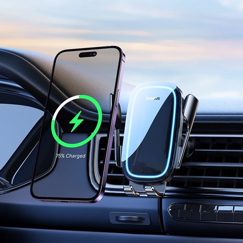 Baseus Automatic Alignment Car Phone Holder Wireless Charger For Samsung iPhone Xiaomi Phone Holder Car Holder Air Vent Holder